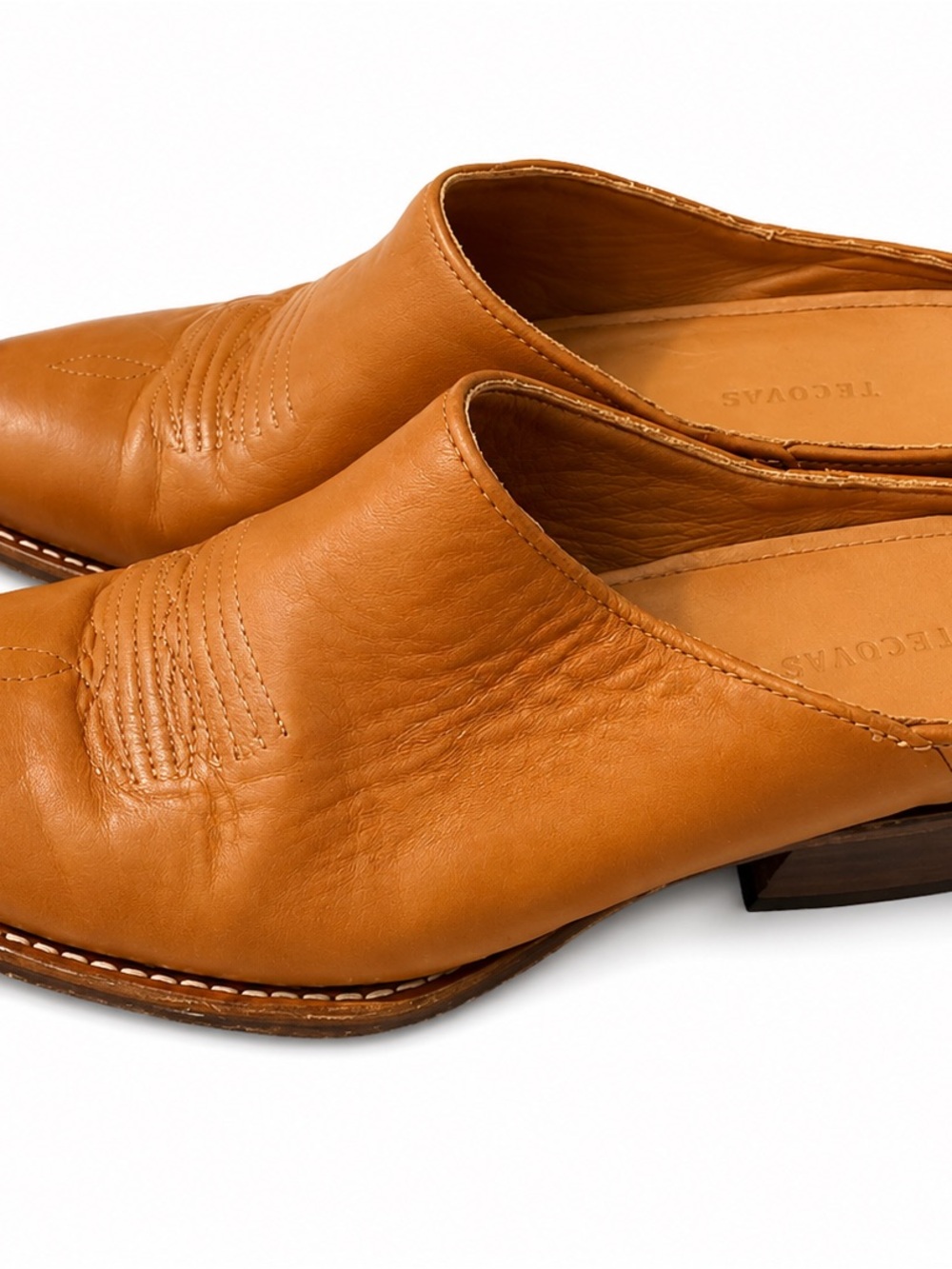 EUC!! Tecovas The Sophie Carmel/Tan Bovine Leather Mule Slide Size 7 Western - Picture 3 of 6